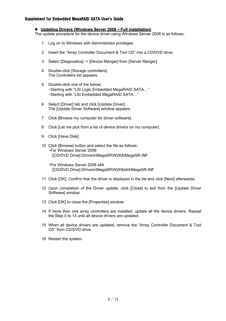 FUJITSU Embedded MegaRAID SATA CA97232-0014-01EN User Manual | Page 5 / 13