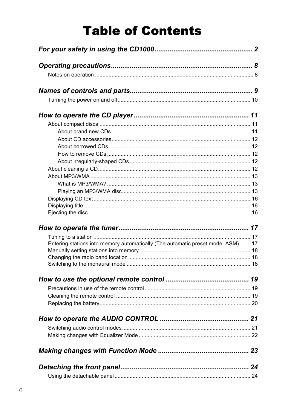 FUJITSU CD1000 User Manual | Page 6 / 99