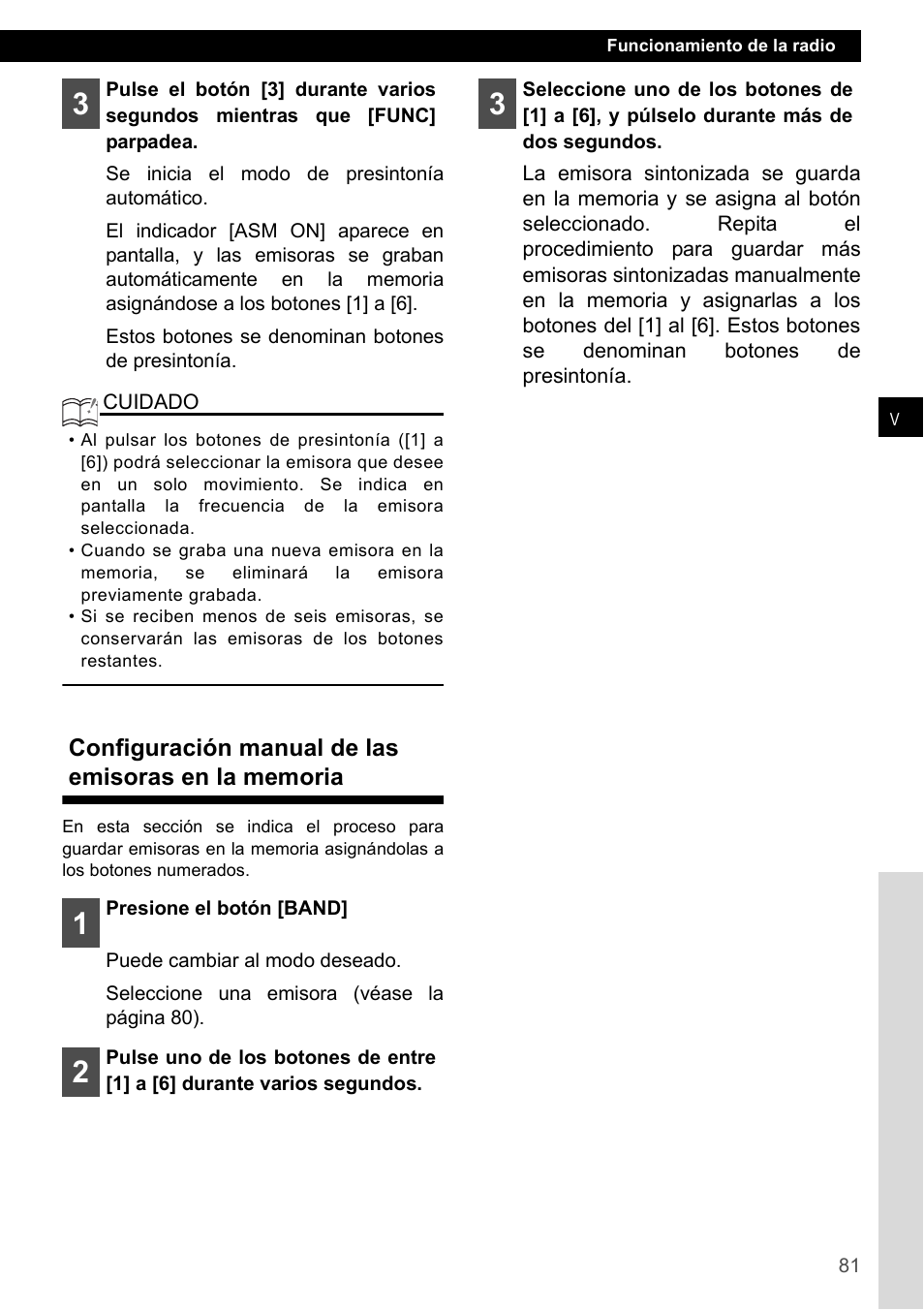 Configuración manual de las emisoras en la memoria | FUJITSU CD1000 User Manual | Page 81 / 99