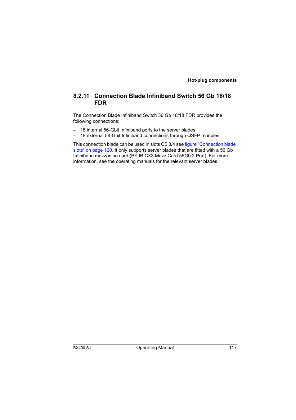 Connection blade infiniband switch 56 gb 18/18 fdr | FUJITSU PRIMERGY BX400 S1 User Manual | Page 117 / 136