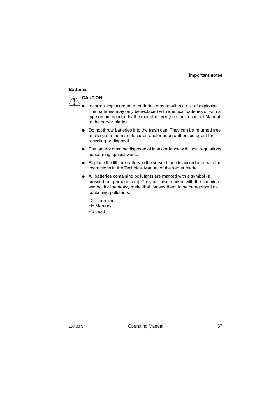 FUJITSU PRIMERGY BX400 S1 User Manual | Page 37 / 136