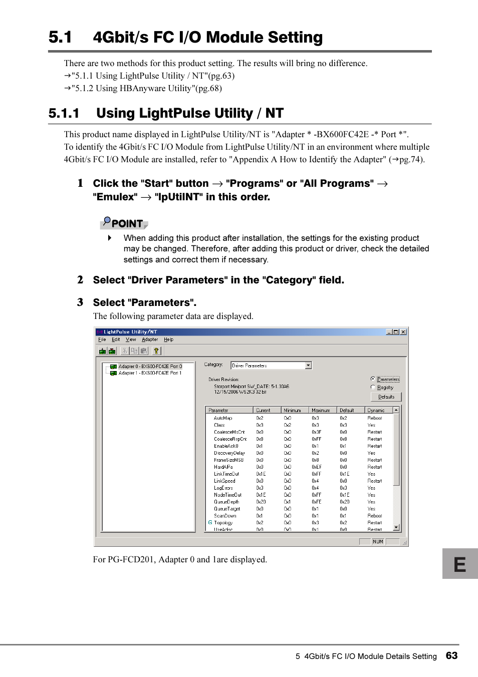 1 4gbit/s fc i/o module setting, 4gbit/s fc i/o module setting, 1 using lightpulse utility / nt | FUJITSU PRIMERGY 4Gbit/s FC I/O Modules User Manual | Page 25 / 40