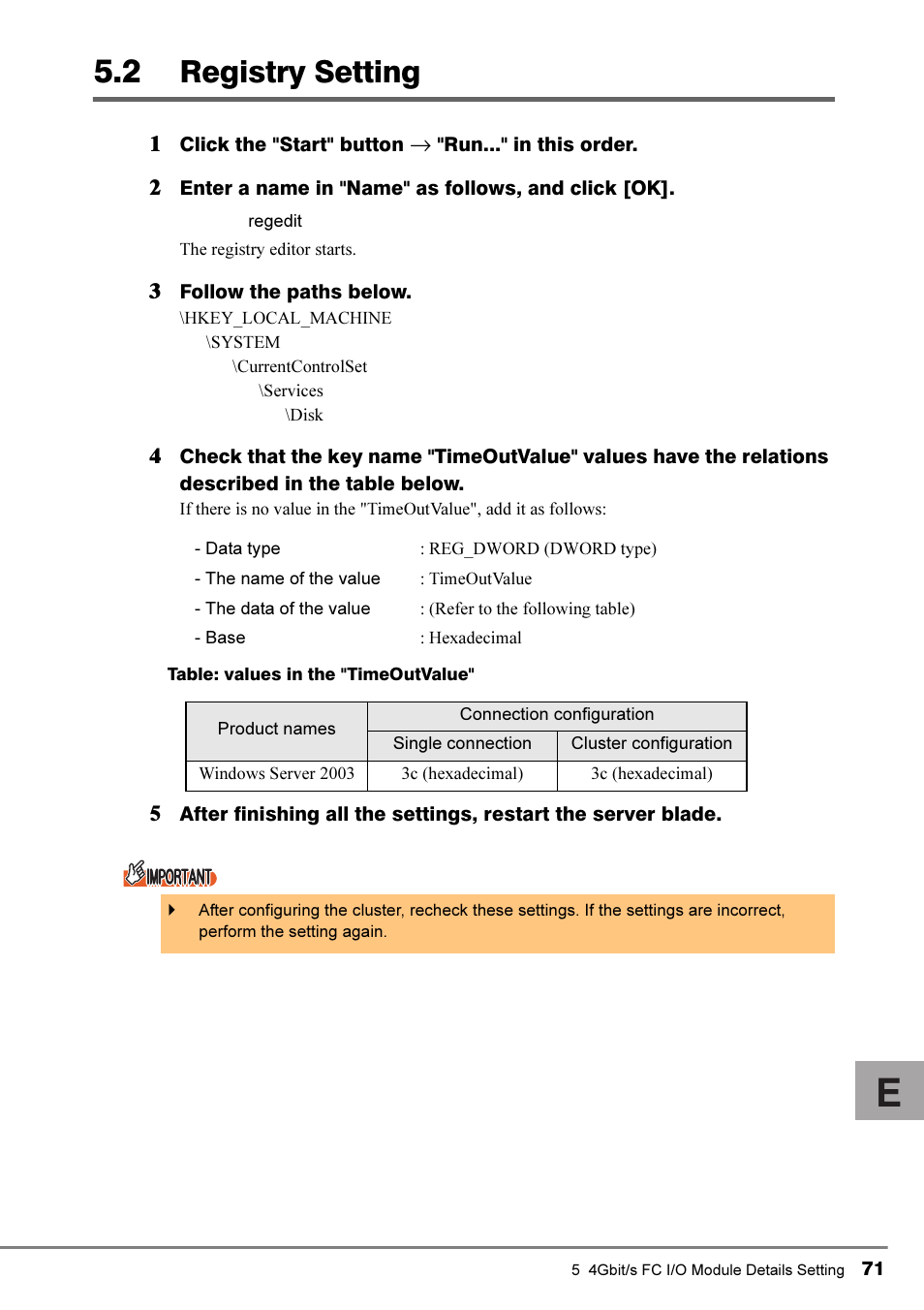 2 registry setting, Registry setting | FUJITSU PRIMERGY 4Gbit/s FC I/O Modules User Manual | Page 33 / 40