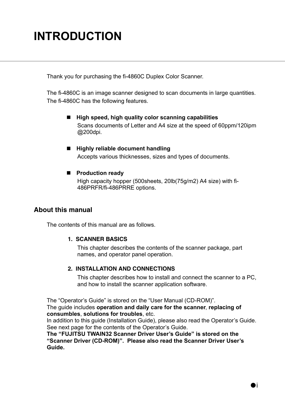 Introduction | FUJITSU fi-4860C User Manual | Page 2 / 87