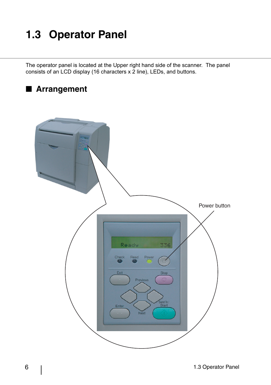 3 operator panel, Operator panel, Arrangement | FUJITSU fi-4860C User Manual | Page 29 / 87