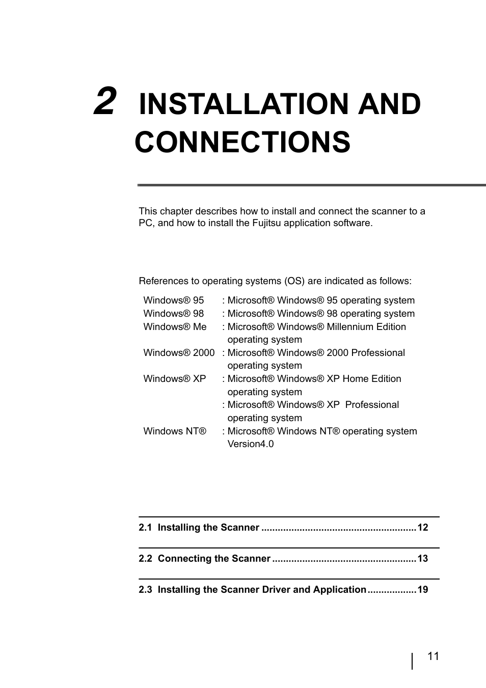 2 installation and connections, Installation and connections | FUJITSU fi-4860C User Manual | Page 34 / 87