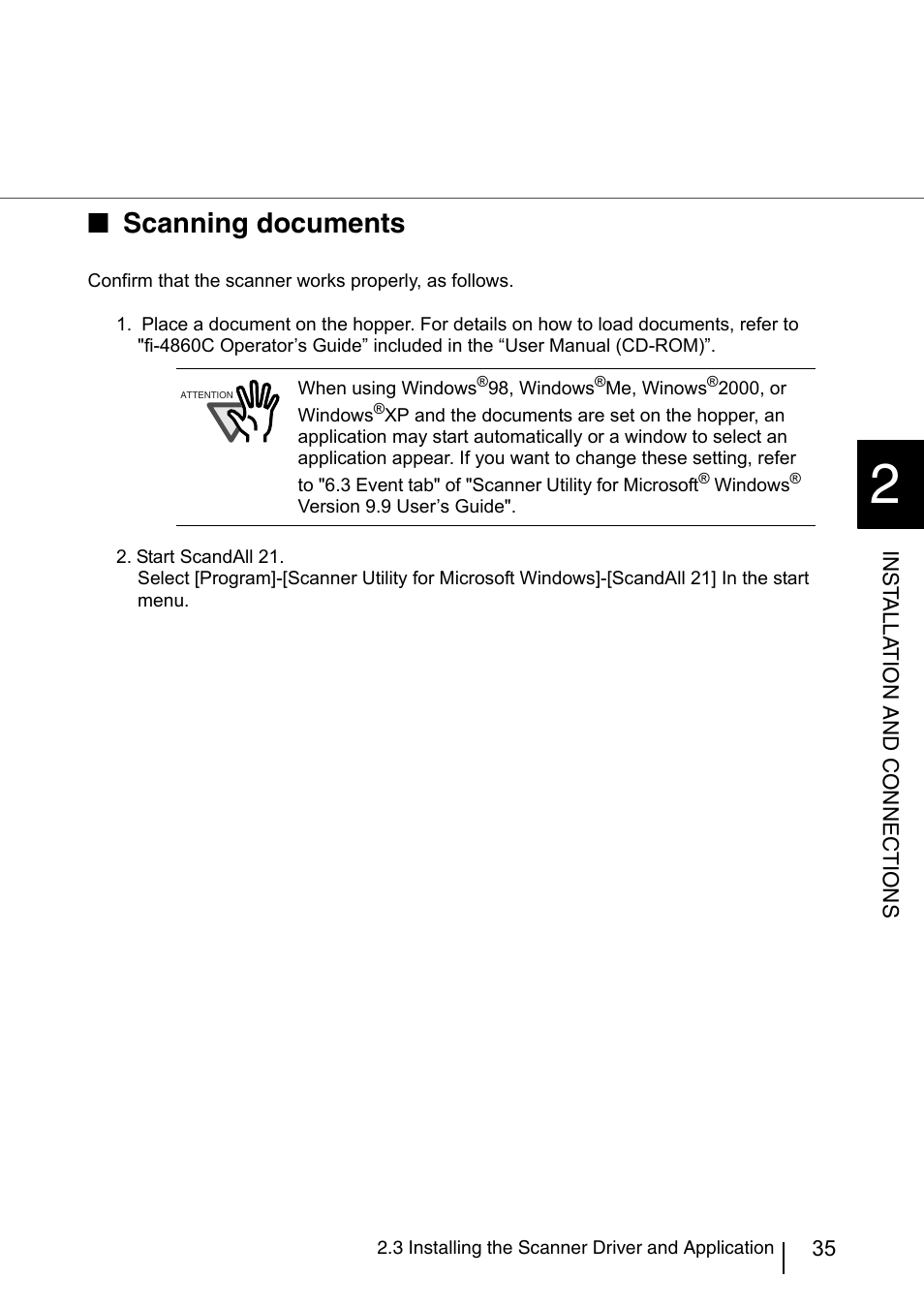 Scanning documents | FUJITSU fi-4860C User Manual | Page 58 / 87