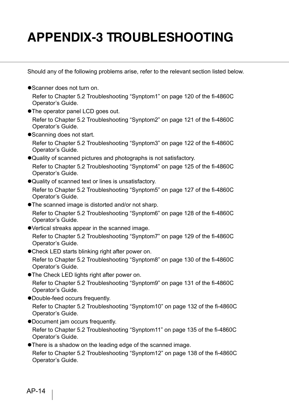 Appendix-3 troubleshooting | FUJITSU fi-4860C User Manual | Page 75 / 87