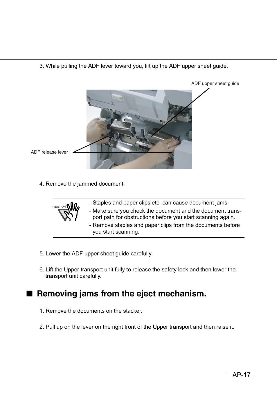 Removing jams from the eject mechanism | FUJITSU fi-4860C User Manual | Page 78 / 87