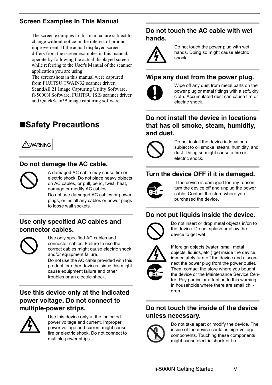 Safety precautions | FUJITSU fi-5000N User Manual | Page 7 / 29