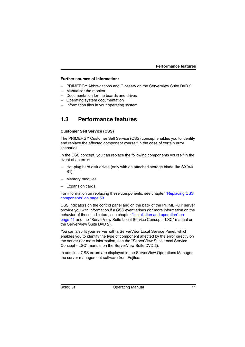 Performance features, 3 performance features | FUJITSU PRIMERGY BX960 S1 User Manual | Page 11 / 72