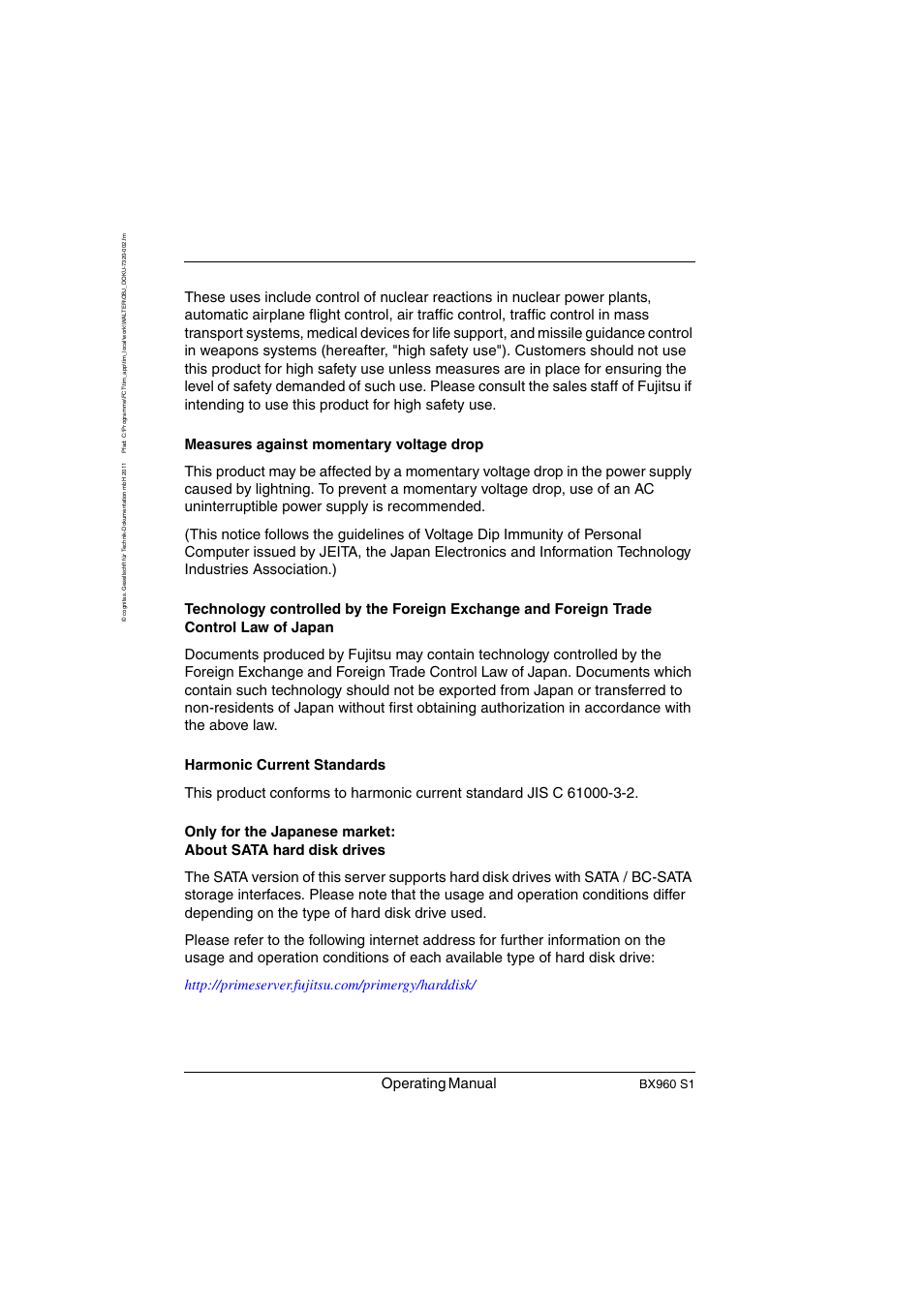 Operating manual, Bx960 s1 | FUJITSU PRIMERGY BX960 S1 User Manual | Page 4 / 72
