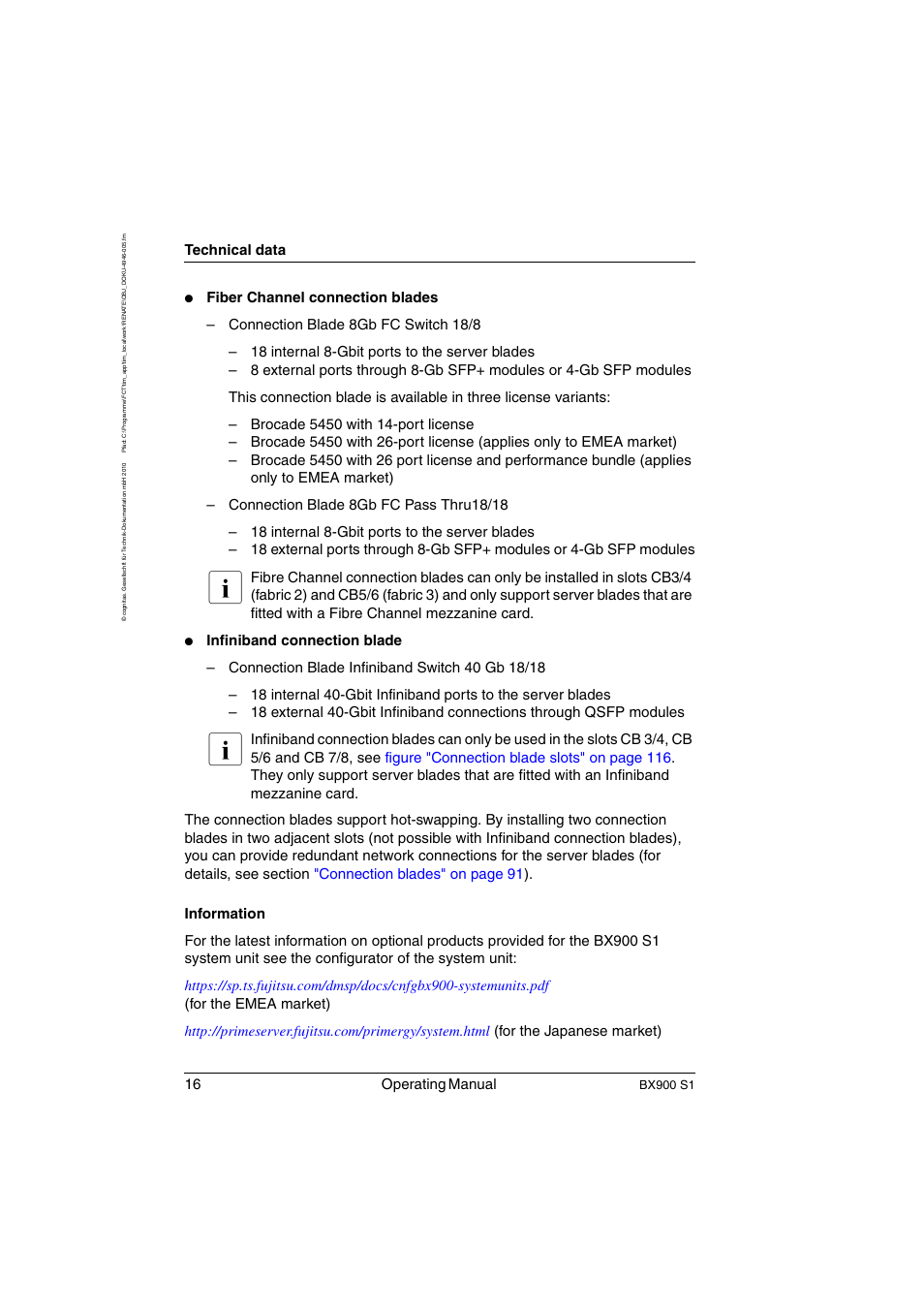 16 operating manual, Technical data | FUJITSU BX900 S1 User Manual | Page 16 / 144