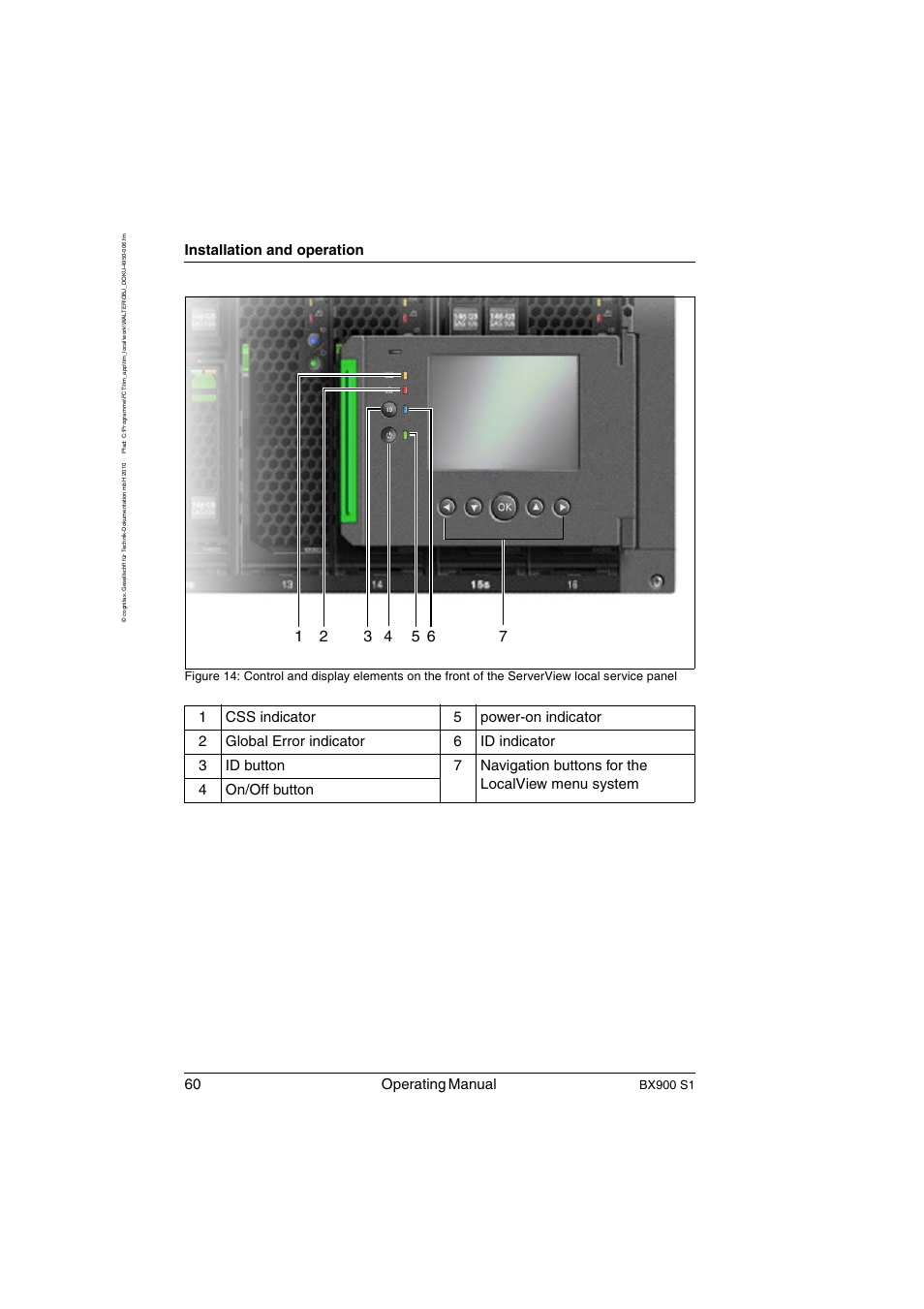 60 operating manual, Installation and operation, Bx900 s1 | FUJITSU BX900 S1 User Manual | Page 60 / 144