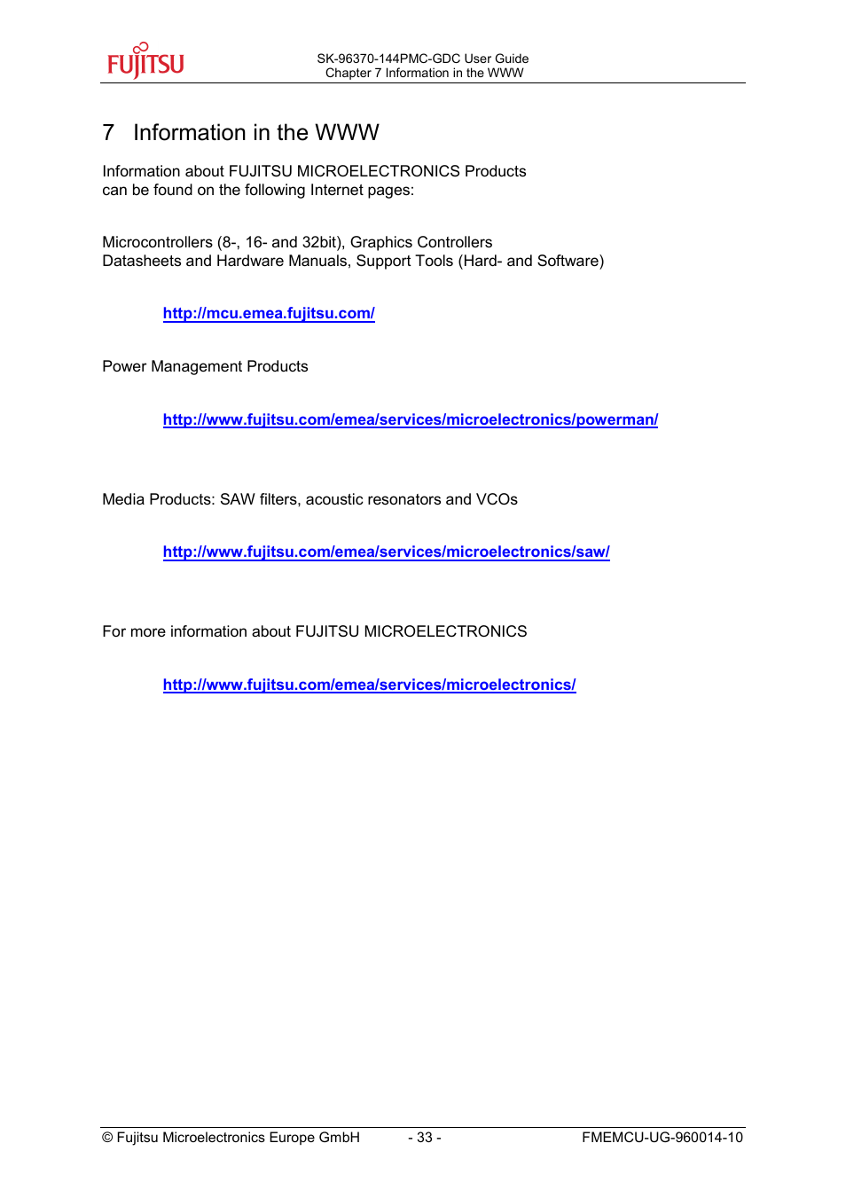 FUJITSU MB96300 User Manual | Page 33 / 36