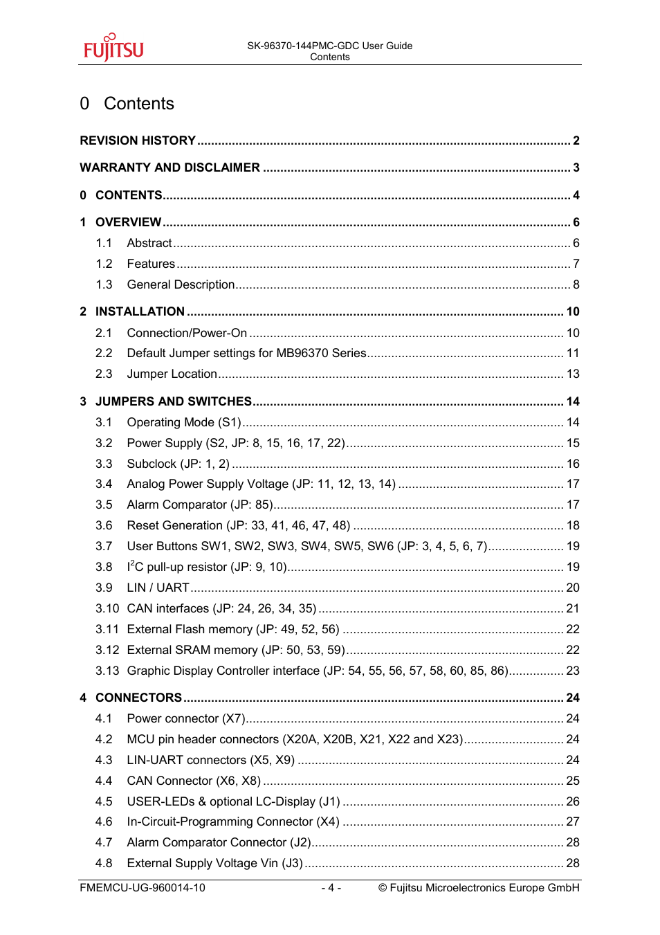 0 contents | FUJITSU MB96300 User Manual | Page 4 / 36