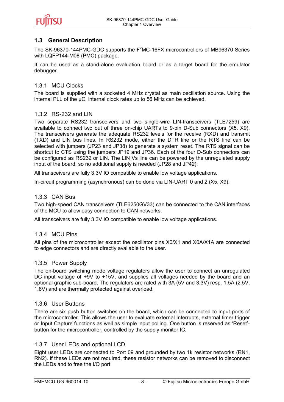 FUJITSU MB96300 User Manual | Page 8 / 36