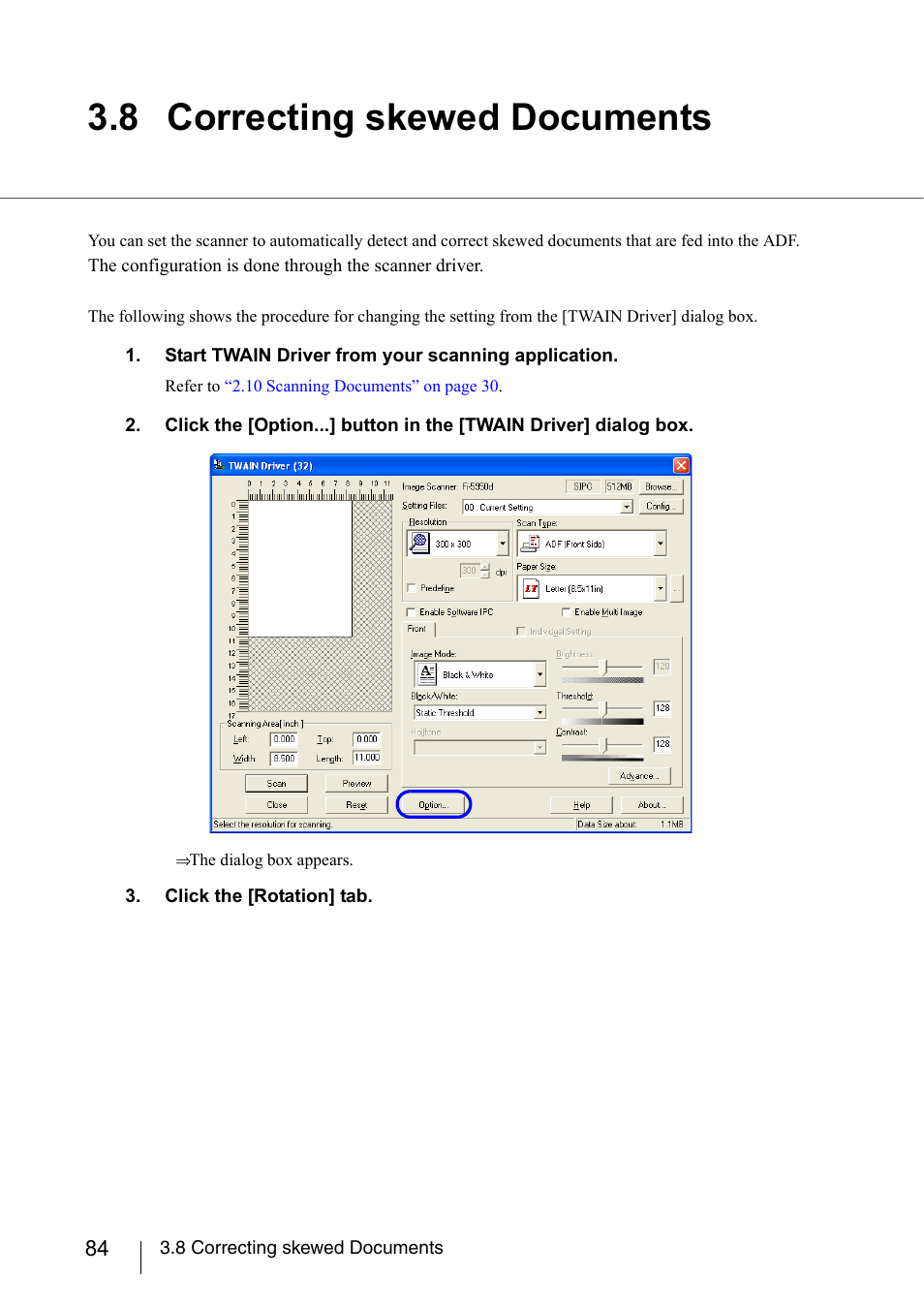 8 correcting skewed documents | FUJITSU fi-5950 User Manual | Page 104 / 257