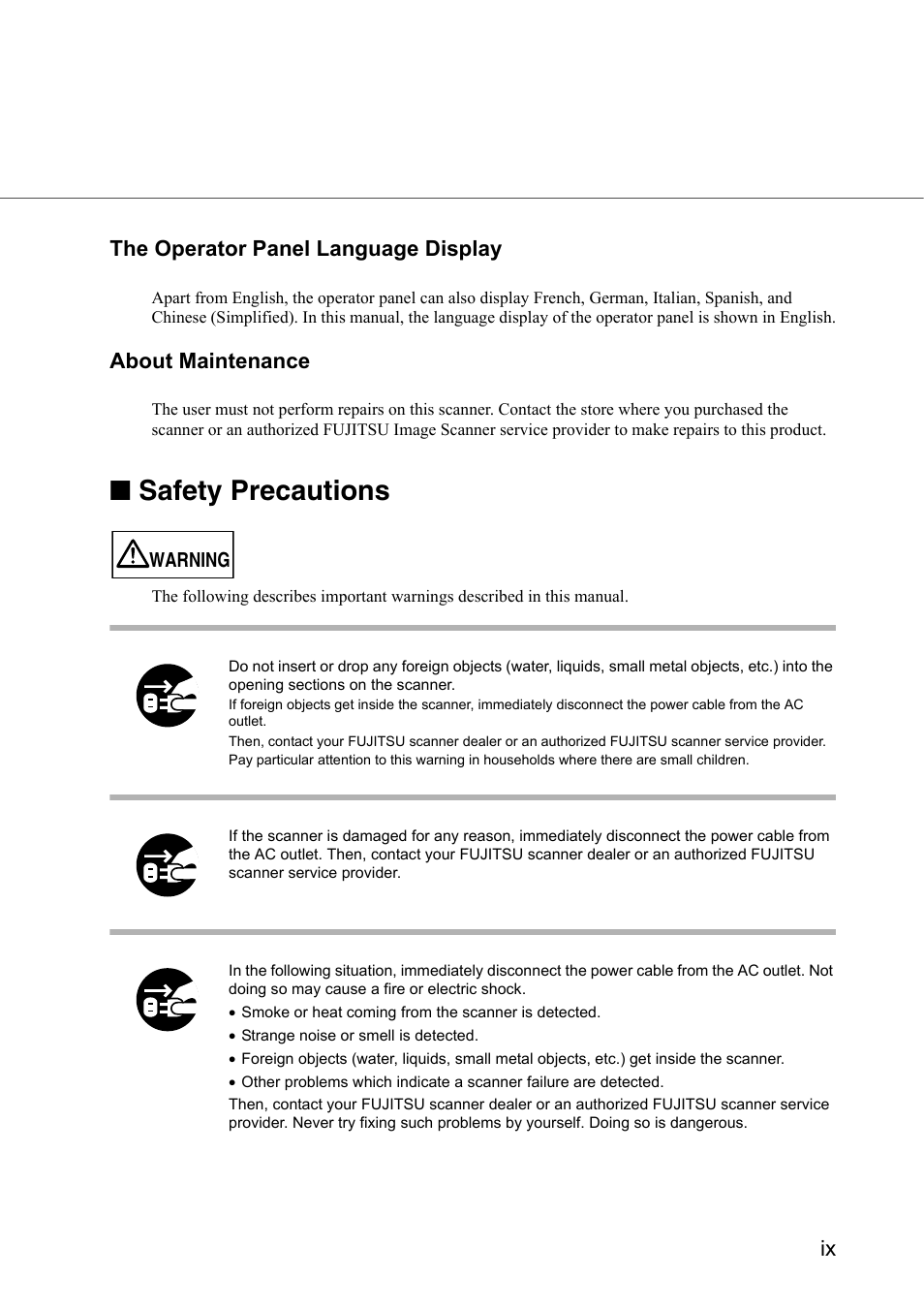 Safety precautions | FUJITSU fi-5950 User Manual | Page 11 / 257