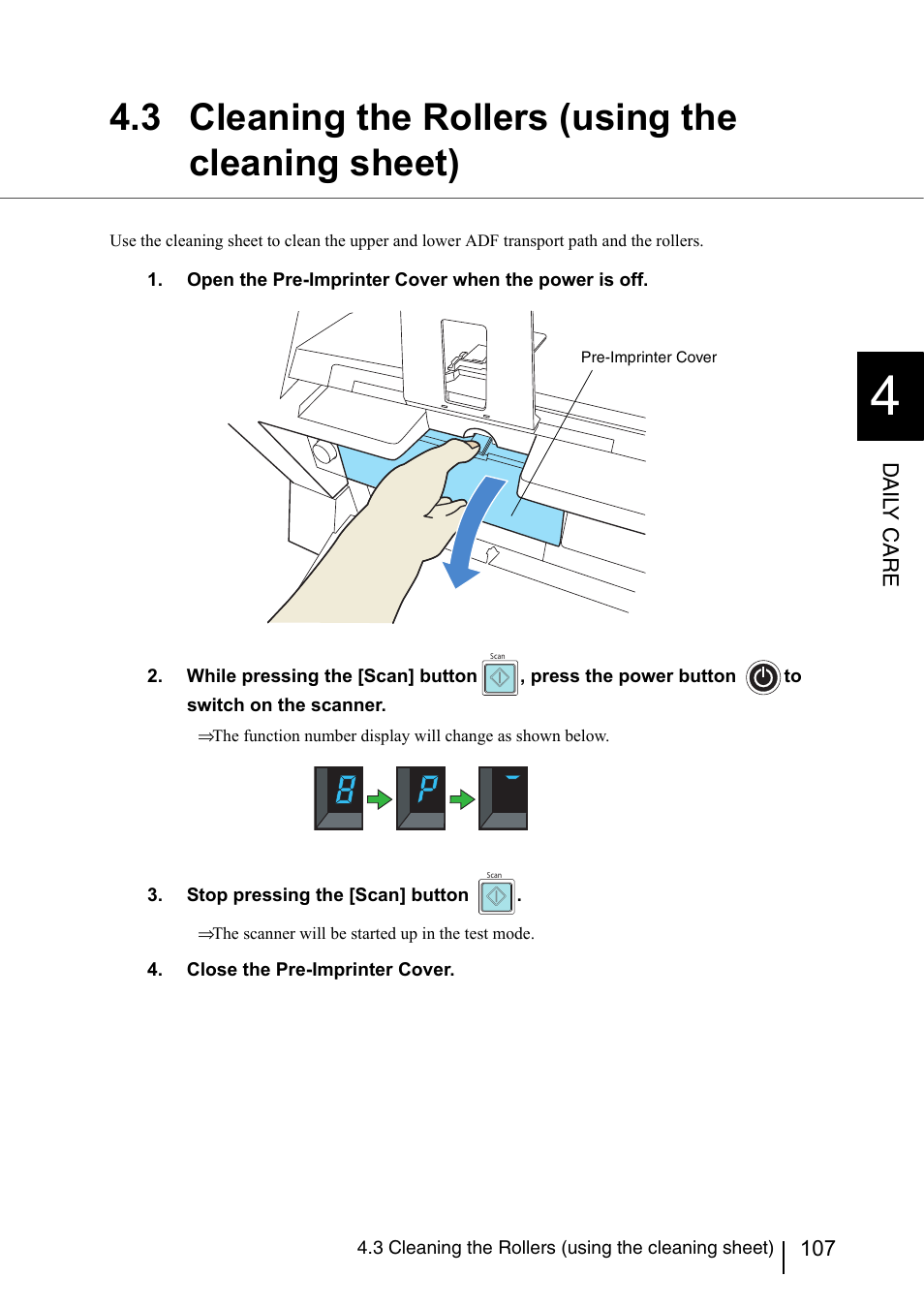 3 cleaning the rollers (using the cleaning sheet) | FUJITSU fi-5950 User Manual | Page 127 / 257