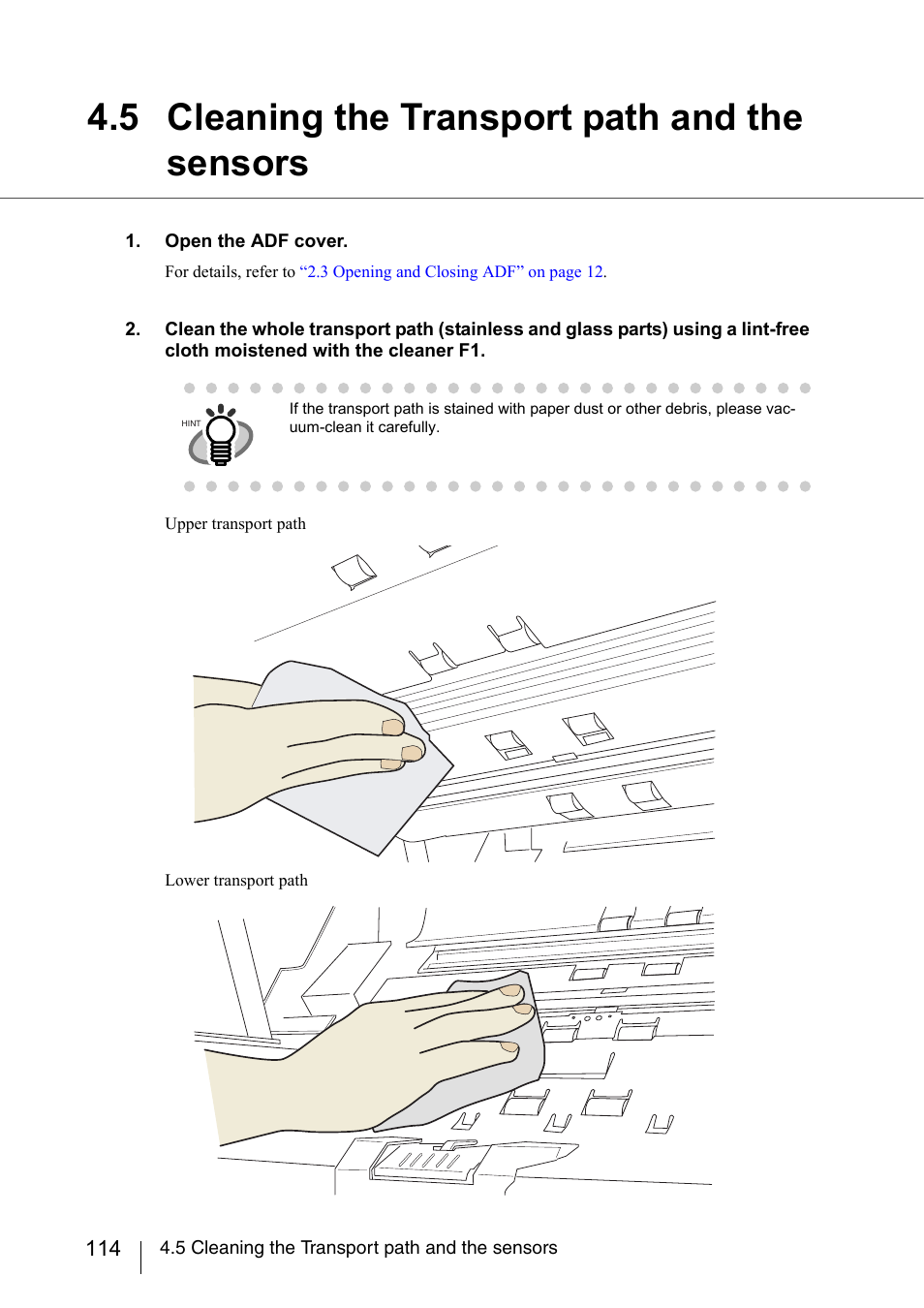 5 cleaning the transport path and the sensors | FUJITSU fi-5950 User Manual | Page 134 / 257