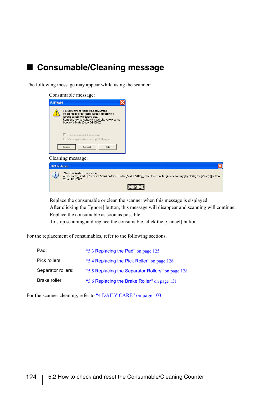 Consumable/cleaning message | FUJITSU fi-5950 User Manual | Page 144 / 257