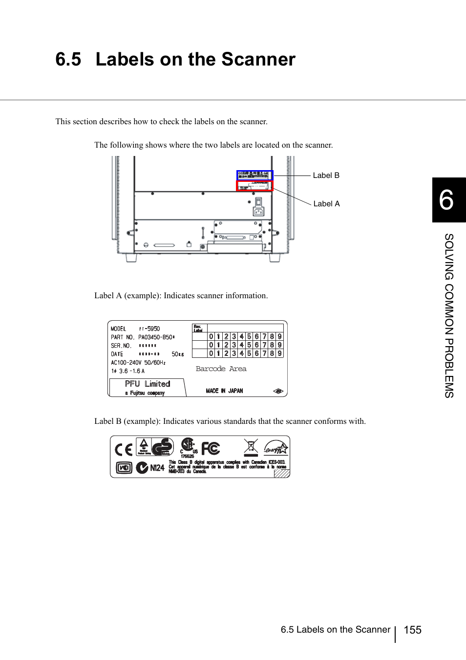 5 labels on the scanner | FUJITSU fi-5950 User Manual | Page 175 / 257