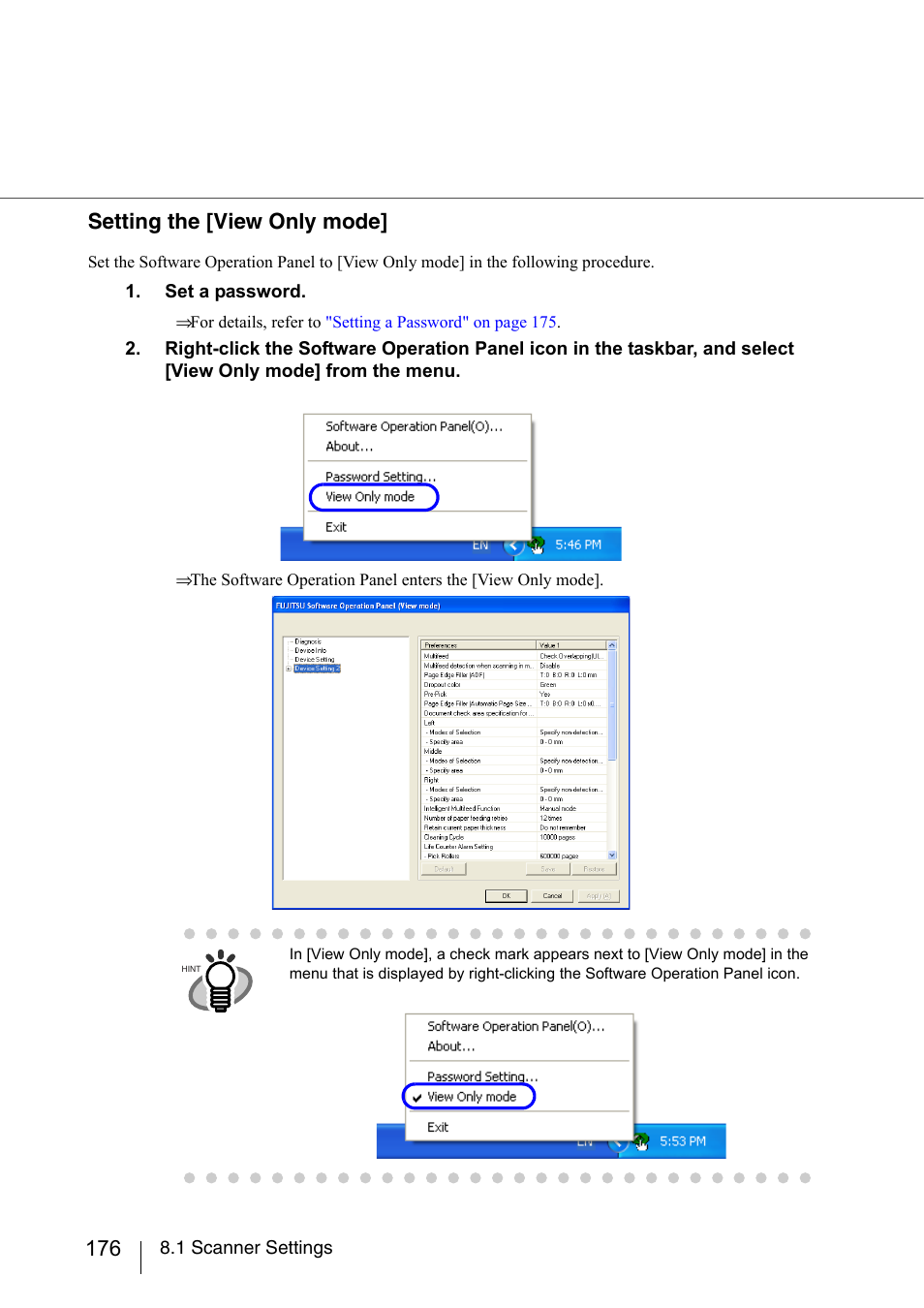 Setting the [view only mode | FUJITSU fi-5950 User Manual | Page 196 / 257