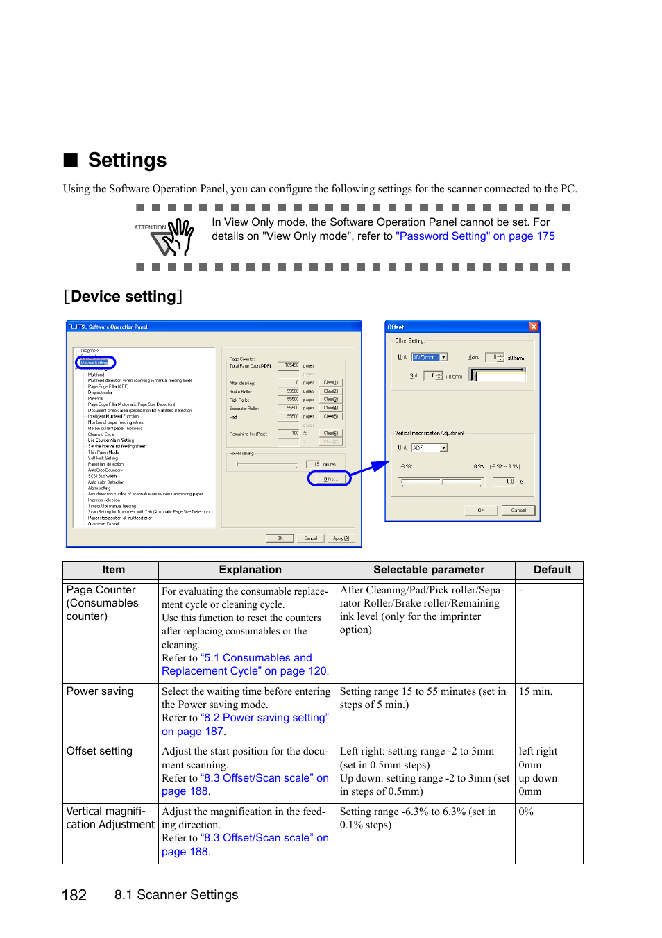 Settings, Device setting | FUJITSU fi-5950 User Manual | Page 202 / 257