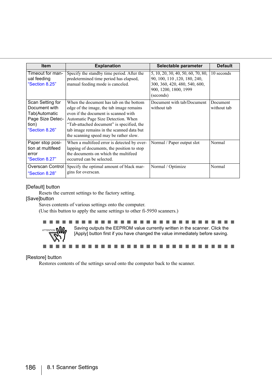 1 scanner settings | FUJITSU fi-5950 User Manual | Page 206 / 257