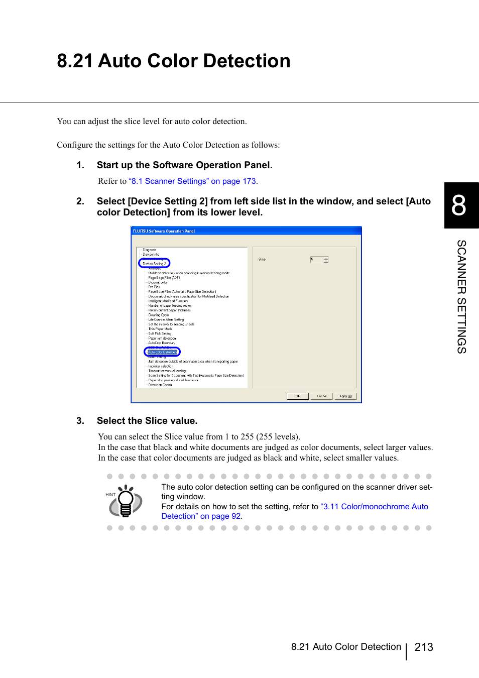 21 auto color detection, Section 8.21 | FUJITSU fi-5950 User Manual | Page 233 / 257