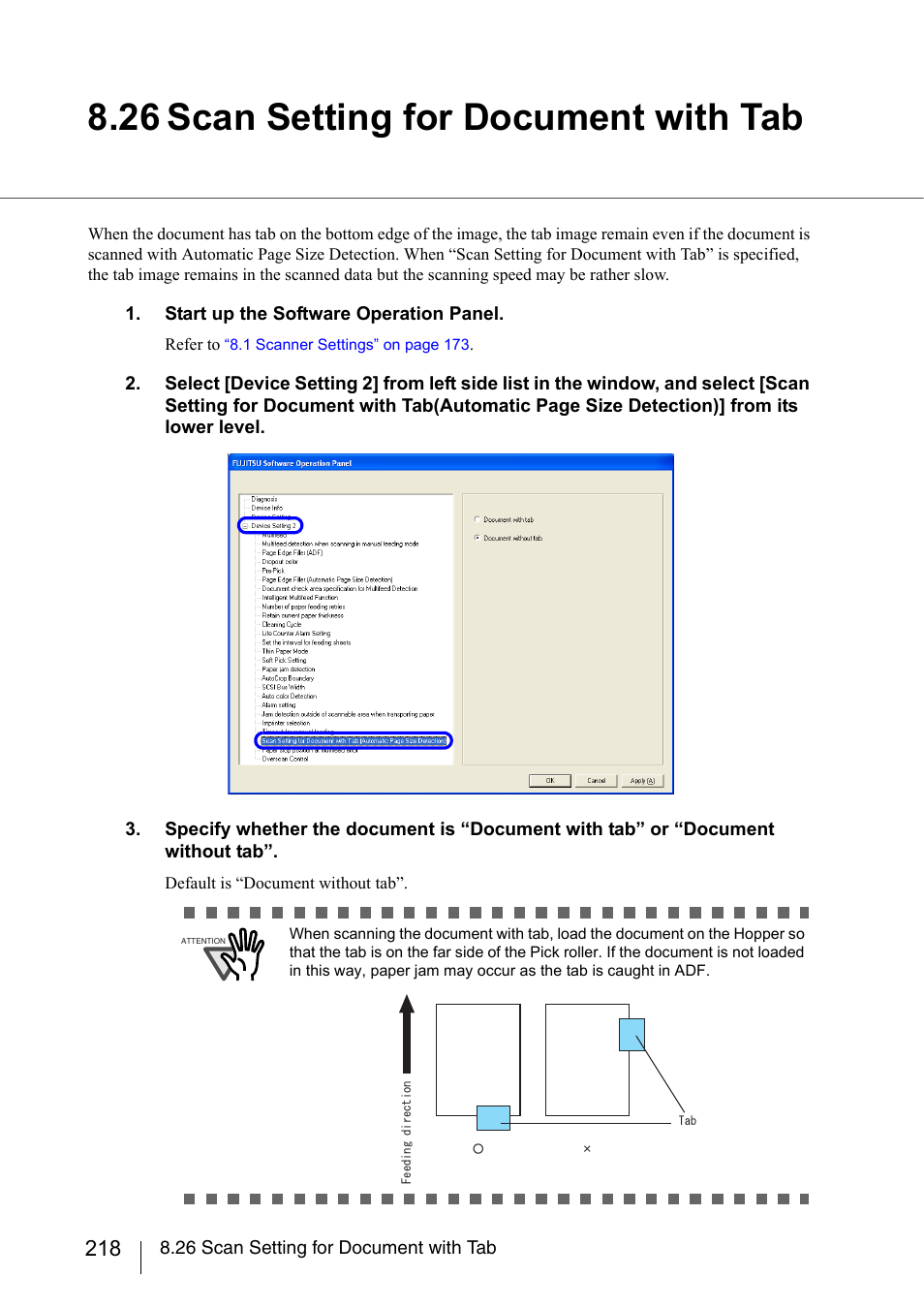 26 scan setting for document with tab, Section 8.26 | FUJITSU fi-5950 User Manual | Page 238 / 257