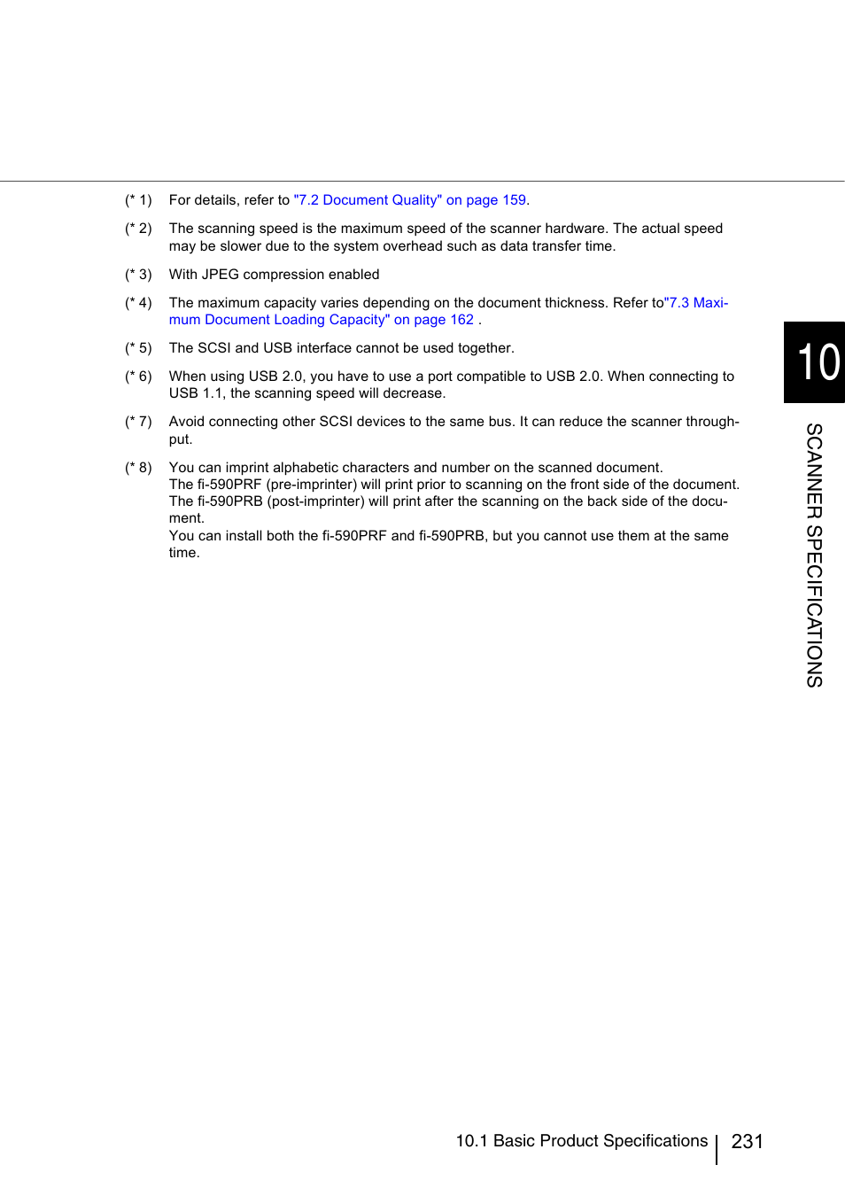 Scanner specifica t ions | FUJITSU fi-5950 User Manual | Page 251 / 257