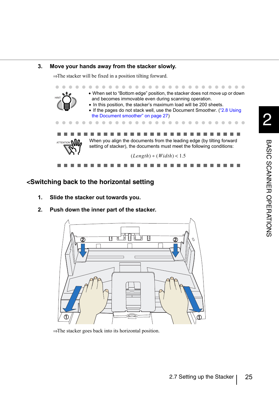 Basic scanner opera t ions, Switching back to the horizontal setting | FUJITSU fi-5950 User Manual | Page 45 / 257