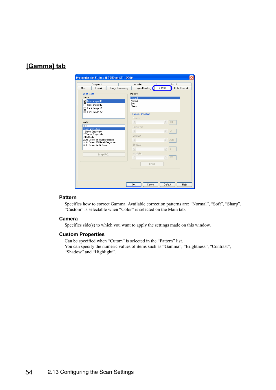 Gamma] tab | FUJITSU fi-5950 User Manual | Page 74 / 257