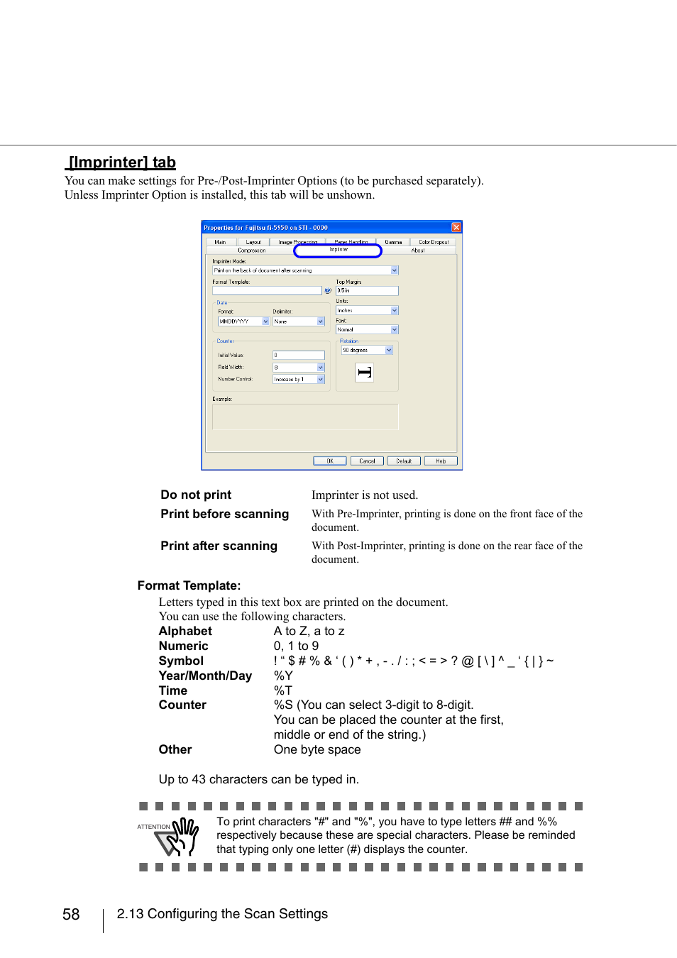 Imprinter] tab | FUJITSU fi-5950 User Manual | Page 78 / 257