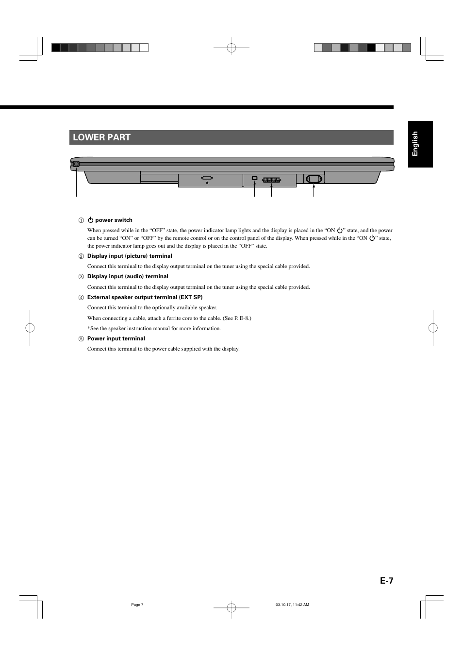 Lower part | FUJITSU P42HHS30E User Manual | Page 7 / 11