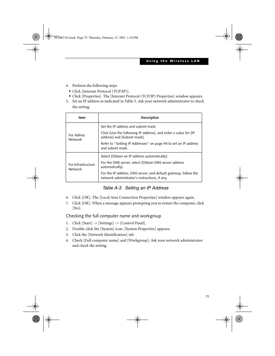 Checking the full computer name and workgroup | FUJITSU LT800P User Manual | Page 77 / 102