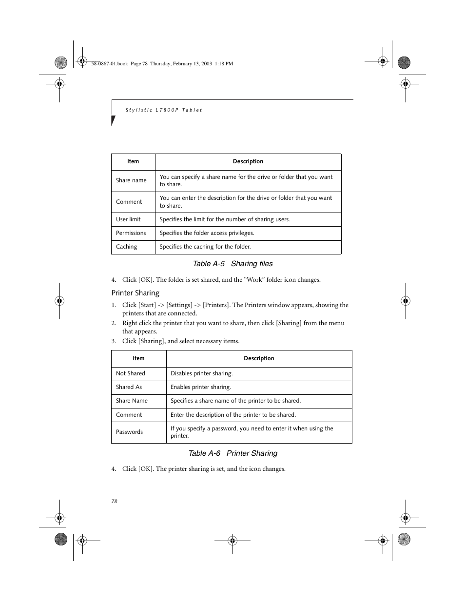 Printer sharing | FUJITSU LT800P User Manual | Page 80 / 102