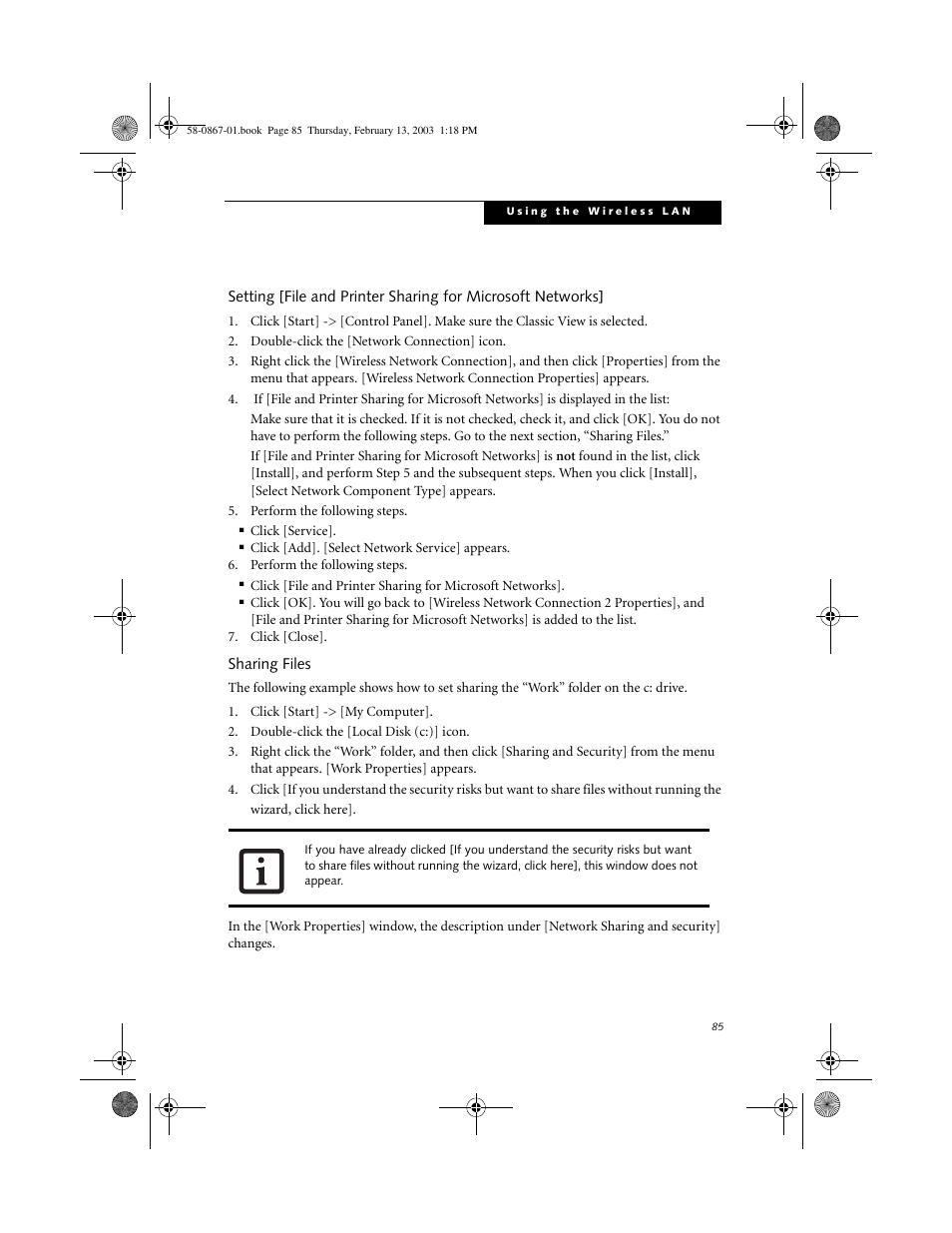 Sharing files | FUJITSU LT800P User Manual | Page 87 / 102