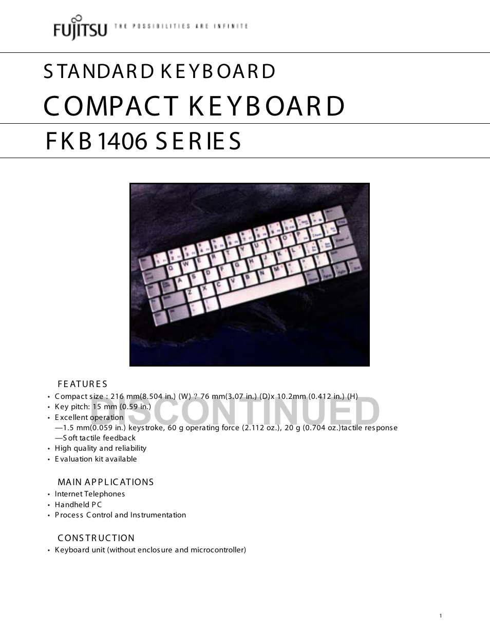FUJITSU FKB1406 Series User Manual | 4 pages