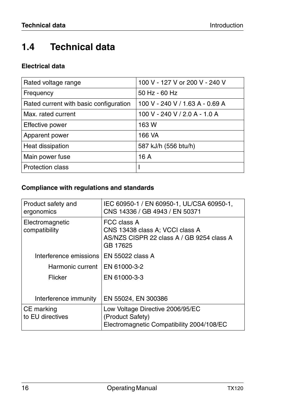 Technical data, 4 technical data | FUJITSU TX120 User Manual | Page 16 / 82