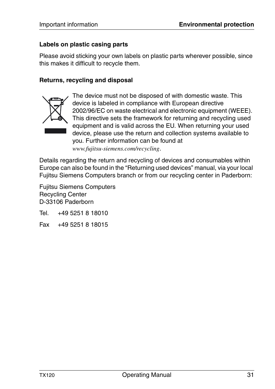 FUJITSU TX120 User Manual | Page 31 / 82