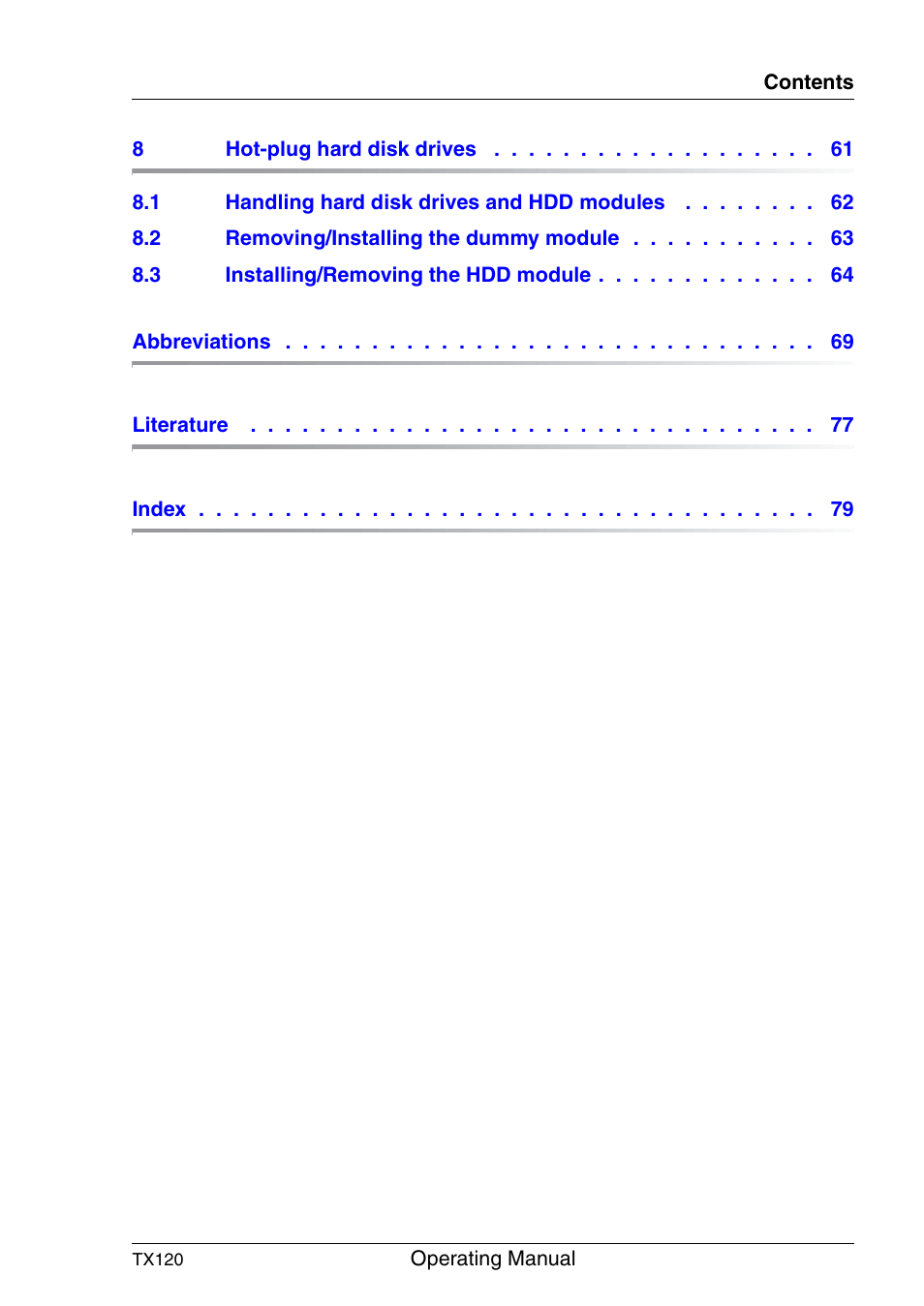 FUJITSU TX120 User Manual | Page 5 / 82