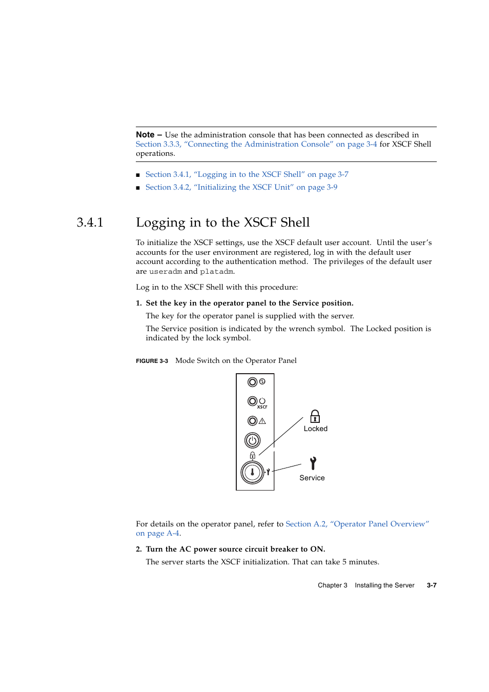 1 logging in to the xscf shell, Logging in to the xscf shell | FUJITSU M3000 User Manual | Page 41 / 76