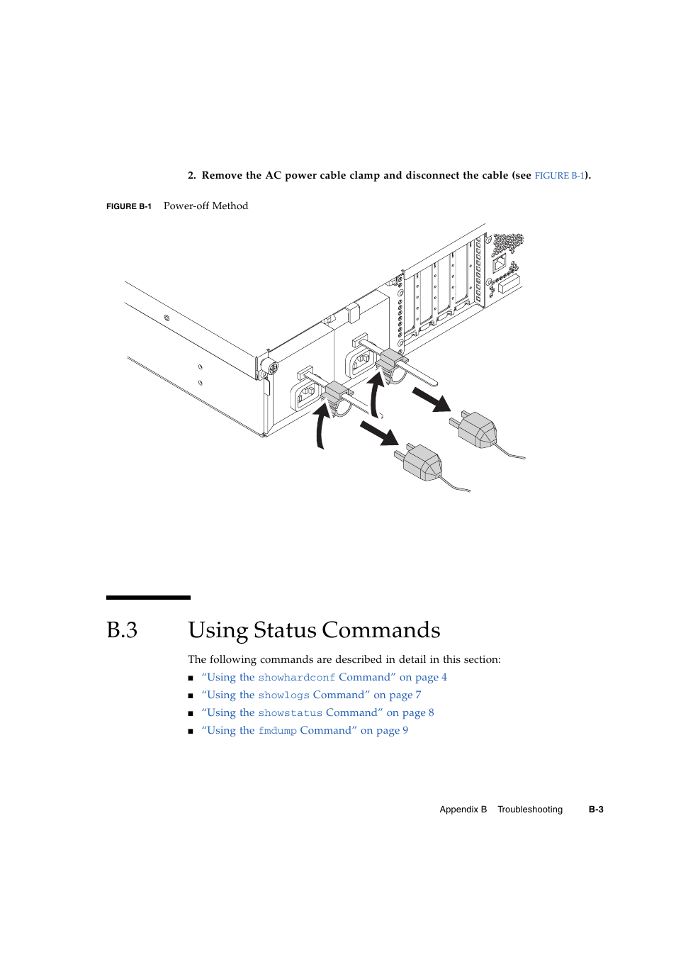 B.3 using status commands, Using status commands | FUJITSU M3000 User Manual | Page 67 / 76