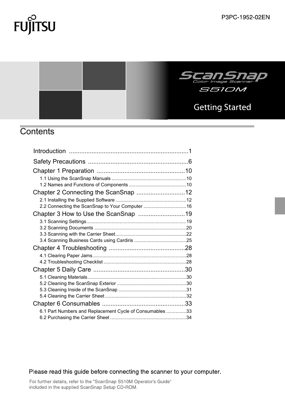 FUJITSU SCANSNAP S510M User Manual | 35 pages