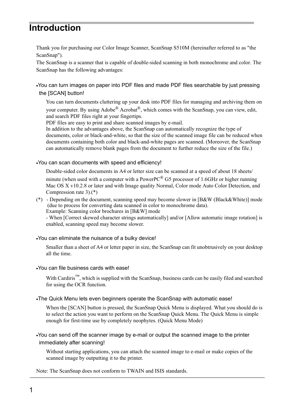 Introduction | FUJITSU SCANSNAP S510M User Manual | Page 2 / 35