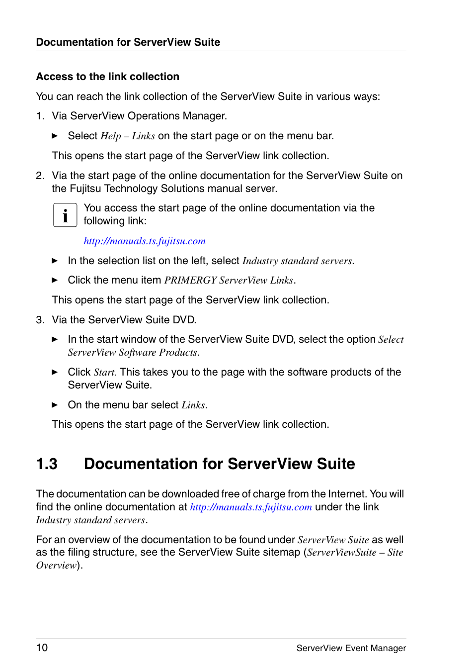 Documentation for serverview suite, 3 documentation for serverview suite | FUJITSU ServerView V6.00 User Manual | Page 10 / 174