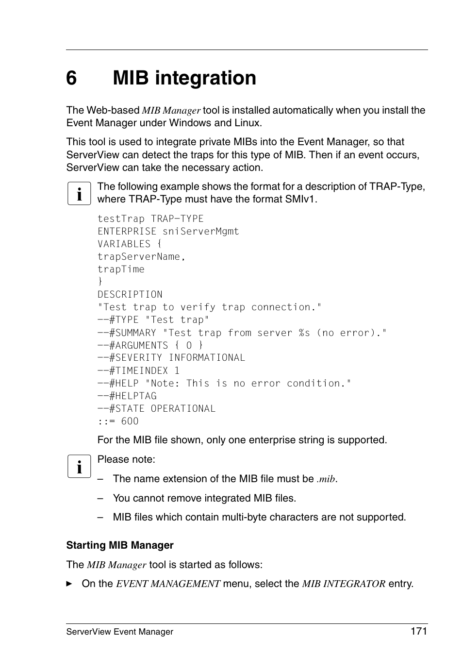 Mib integration, Ee the, 6mib integration | FUJITSU ServerView V6.00 User Manual | Page 171 / 174